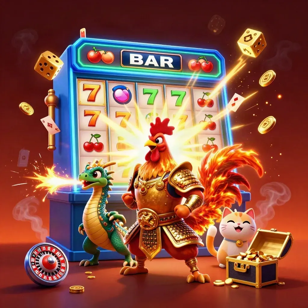 Gallo samurai, cucciolo di drago e gatto portafortuna tra slot e tesori in stile casino