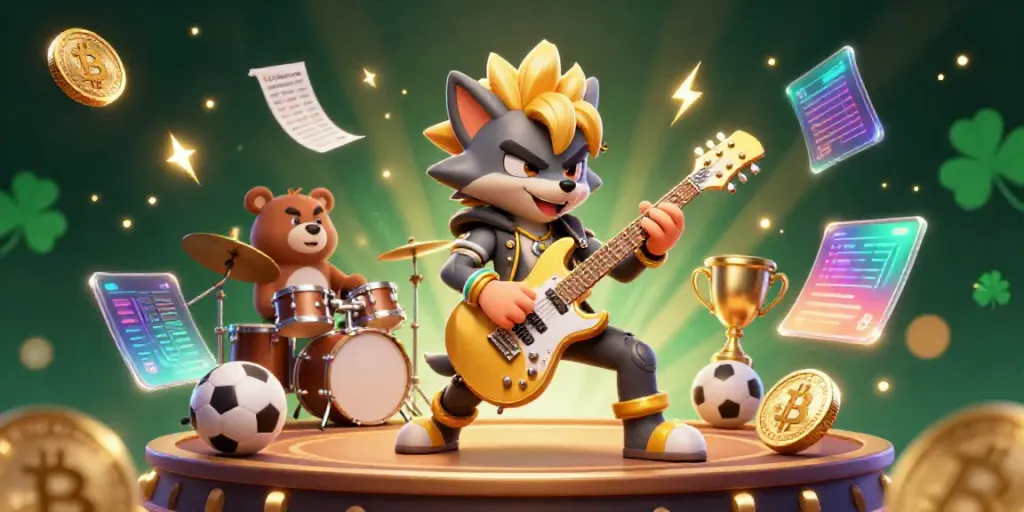 Engage with ty le keo nha cai as a wolf rock star and drummer bear celebrate the thrill of sports betting.