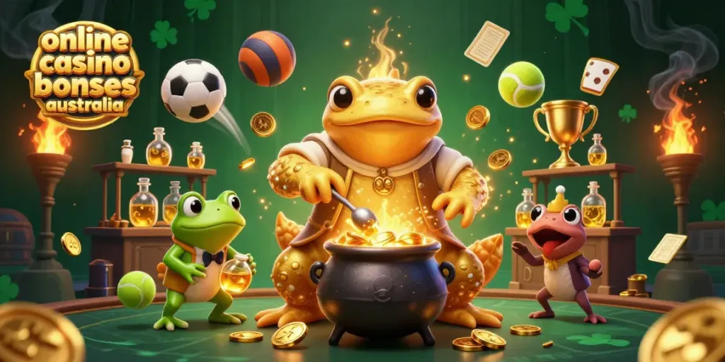 Maximize your experience with online casino bonuses in Australia, featuring a magical lab with golden creations.