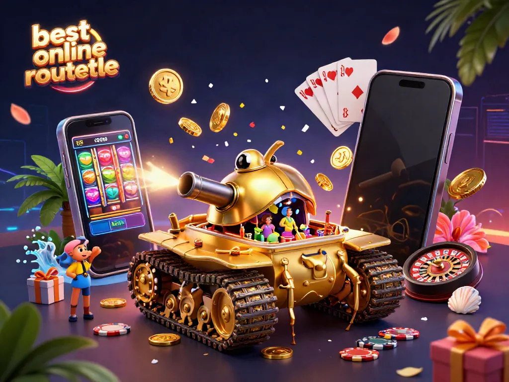 Engage in the best online roulette with a vibrant 3D casino scene featuring lively elements.